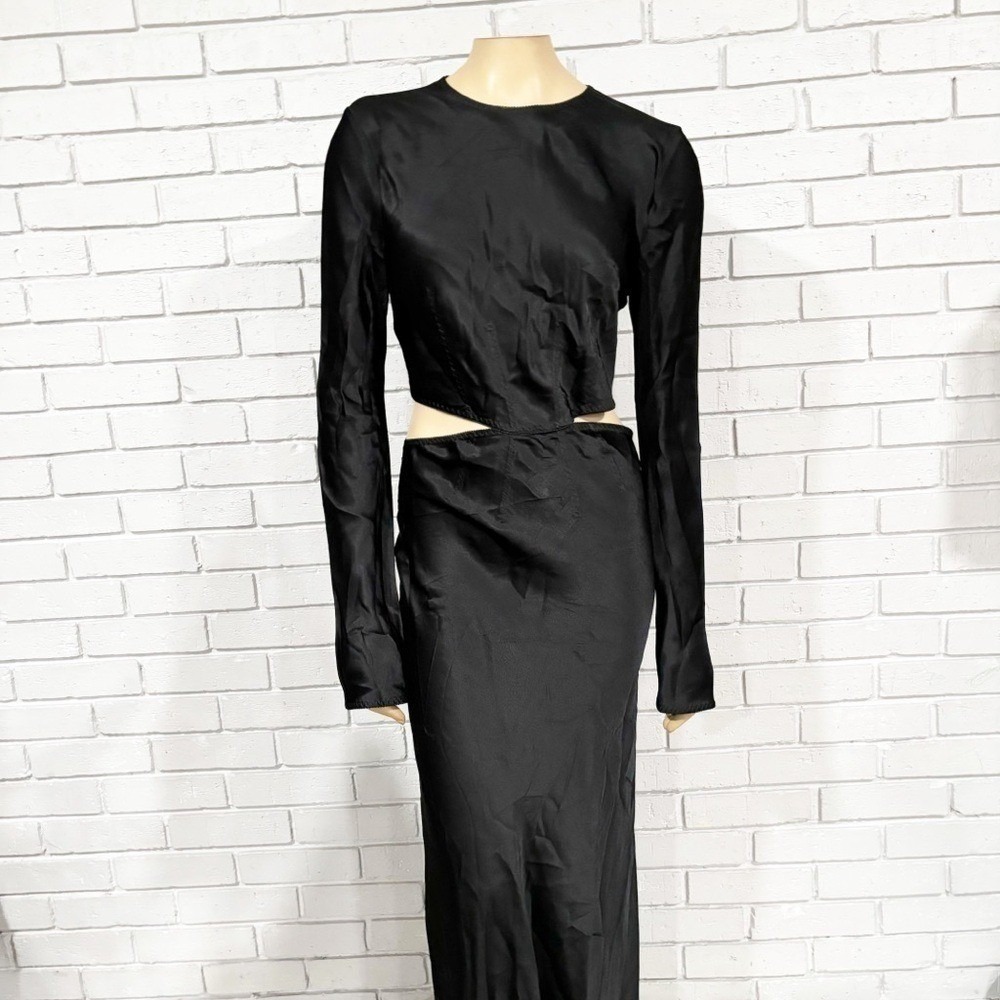 J.Crew x Anna October Black Satin Cutout Maxi Dress Collab NWT Sz 12